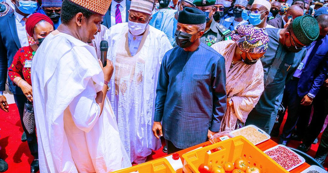 Photos; Vice President Yemi Osinbajo SAN attends the 28th Edition of the MSME Clinic and Commissions road by Governor Badaru in Jigawa State. 1st July, 2021. Photos; Tolani Alli