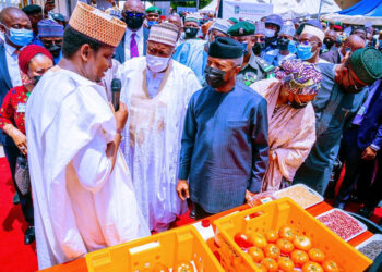 Photos; Vice President Yemi Osinbajo SAN attends the 28th Edition of the MSME Clinic and Commissions road by Governor Badaru in Jigawa State. 1st July, 2021. Photos; Tolani Alli