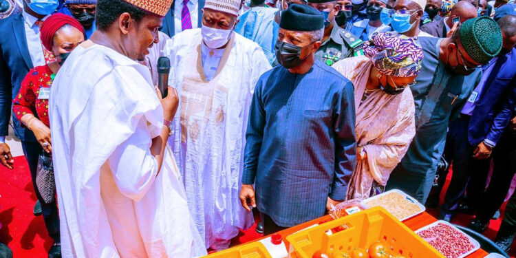 Photos; Vice President Yemi Osinbajo SAN attends the 28th Edition of the MSME Clinic and Commissions road by Governor Badaru in Jigawa State. 1st July, 2021. Photos; Tolani Alli