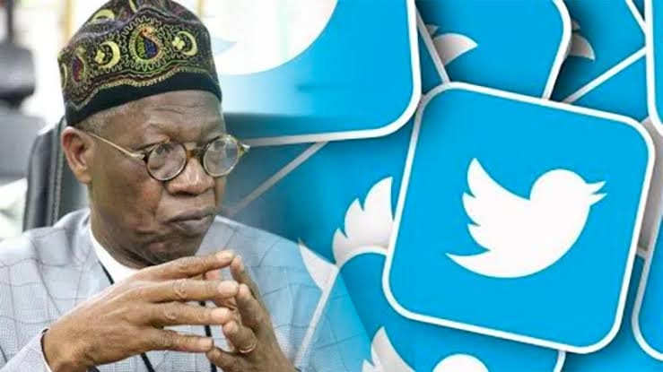 Image of Lai Mohammed, Nigeria's Information Minister. Twitter bird illustration is in the background
