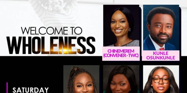 An image with the inscription Welcome to Wholeness. Showing pictures of speakers