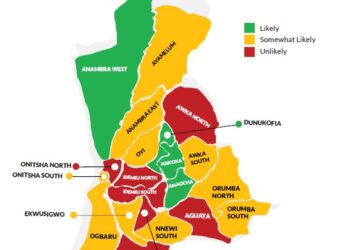 Map showing likelihood of violence in Anambra election