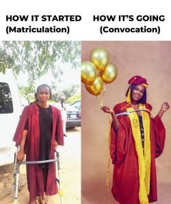 Miss Sanni Joy Omowunmi before and after graduation image
