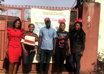 Serene Early-TROBB Concept Convener with Partners and Volunteers at the visit to Ancient of Days Orphanage and Widowhood Foundation