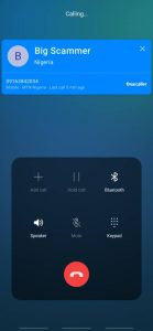 A front view of a phone showing the calling section