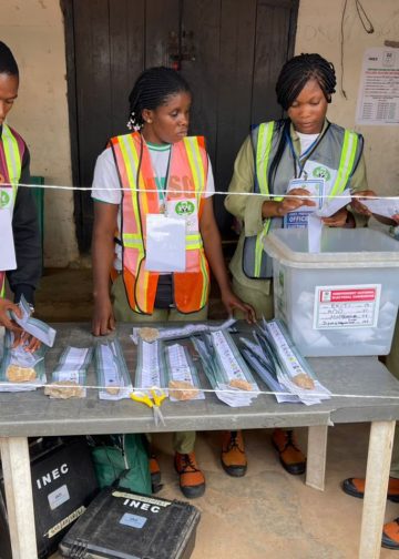 INEC Adhoc Staff sorting the ballot papers during the Ekiti gubernatorial election. Source: US Consulate in Lagos