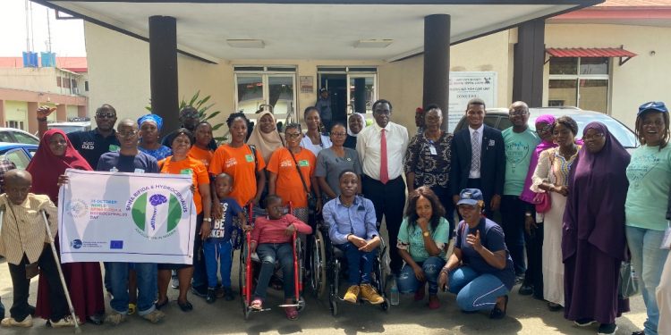 FFF Team and staff of LASUTH at the advocacy visit in commemoration of World Spina Bifida and Hydrocephalus Day 2022