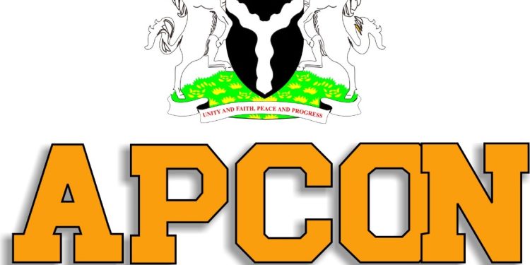 Nigeria coat of arm with APCON boldly written under it