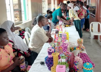 Different items made with bead placed on the table.
