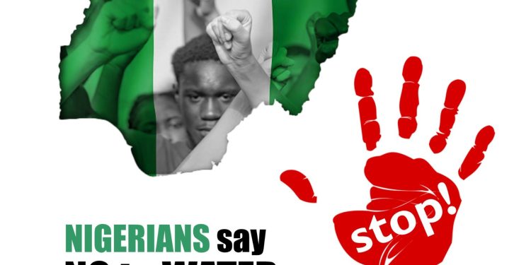 A flier with the map of Nigeria and one hand showing 'stop'