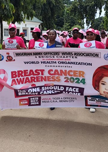 Women during the Breast Cancer Awareness Walk in Benin.