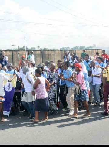 Members of NAB Lagos during the walk to commemorate the 2024 White Cane Day.