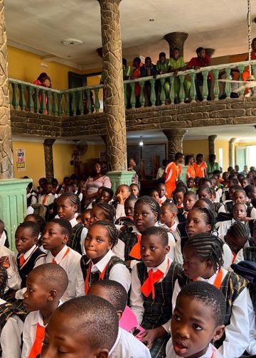 The students of Achievers College, Ikotun in the hall during the training session by TMI.