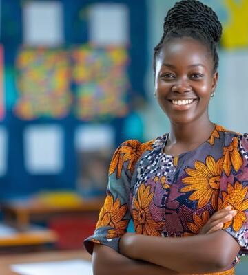 A computer generated image of a Nigerian woman who works as an educator. Adeola Adetayo is a visually impaired teacher in Lagos, Nigeria.