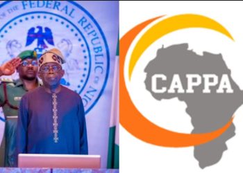 Two male and a graphic of CAPPA and map of Africa