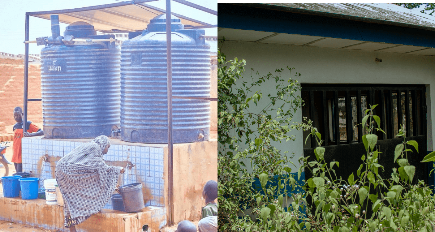 A collage of the water facility in Maitsaidu, Makoda LGA and the small-town water scheme in Akpan-Okoyong, Odukpani LGA.